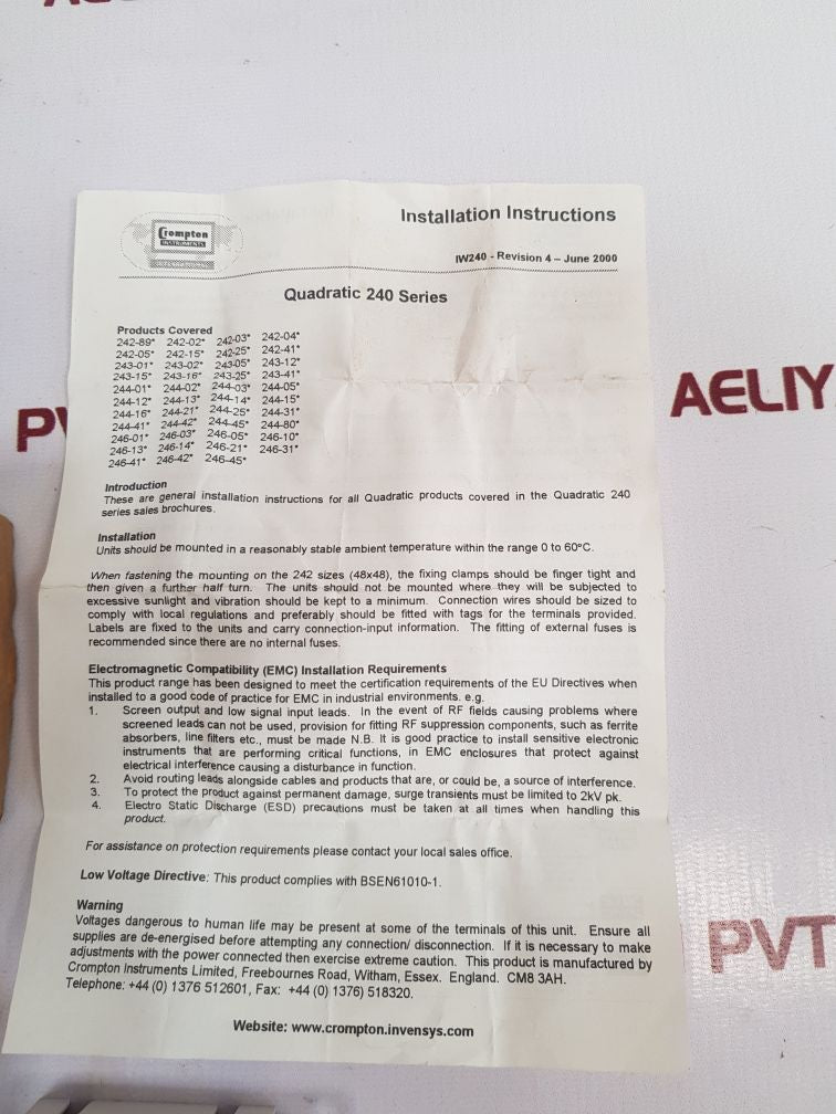 Crompton 243-156G-plzh-c6-3T Hours Meters