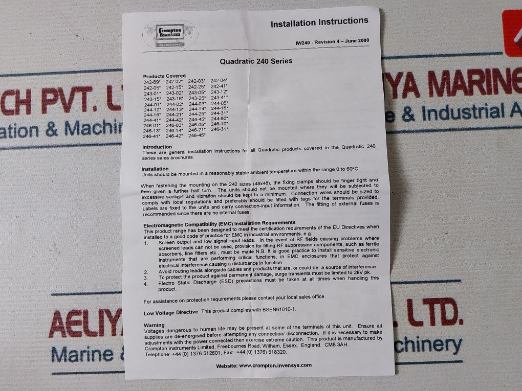 Crompton 244-05Kg-hg** Meter -3/0/+3 Mvar