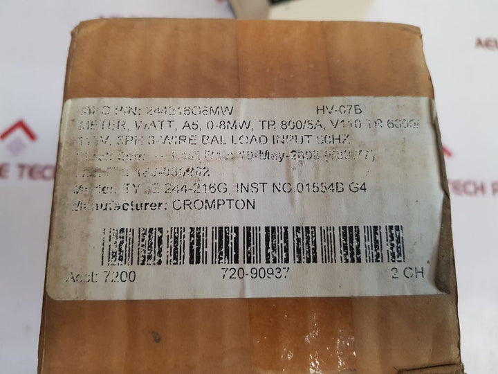 Crompton 244-216G Wattmeter 0-8 Mw 244216G8Mw New