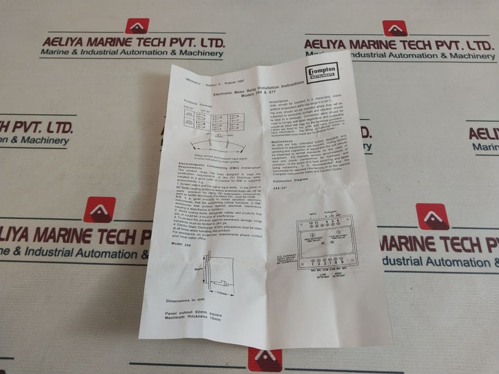 Crompton 244-302G Electronic Meter Relay 120V 60Hz