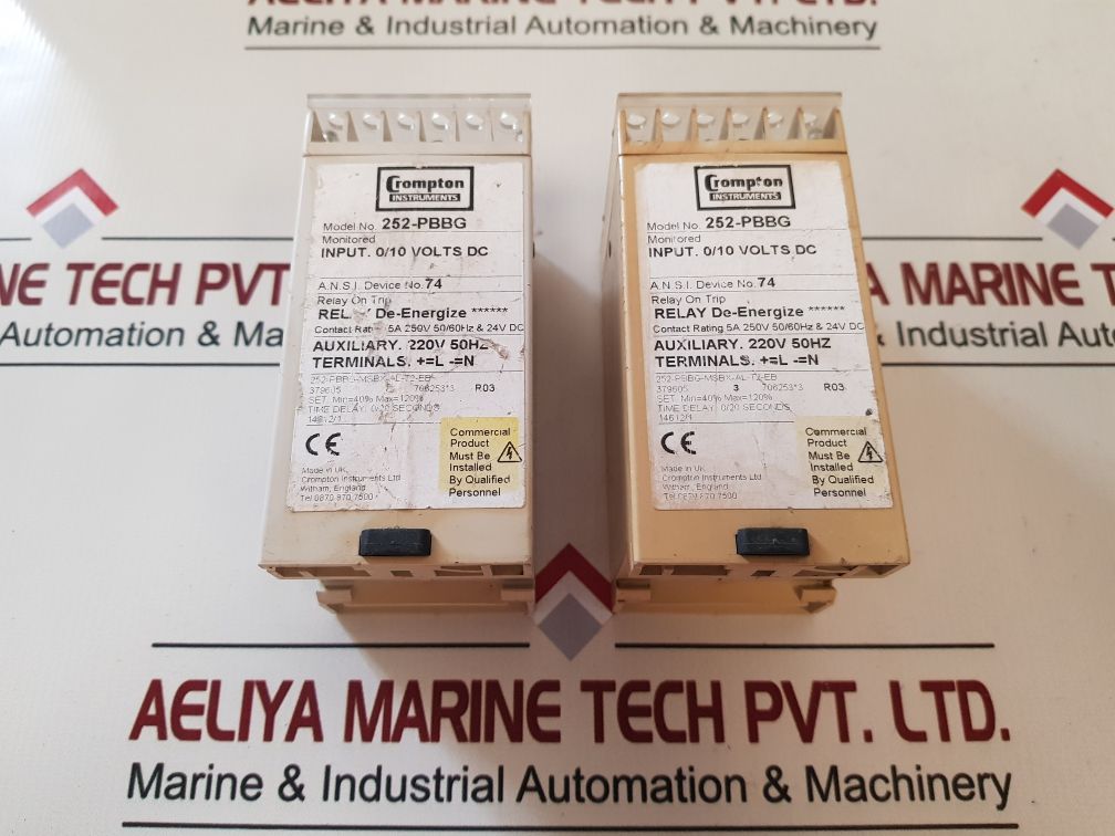 Crompton 252-pbbg Motor Protection Relay On Trip 250V 5A