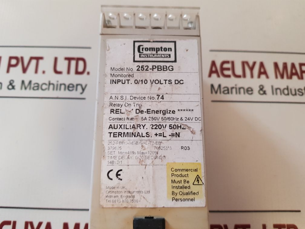 Crompton 252-pbbg Motor Protection Relay On Trip 250V 5A