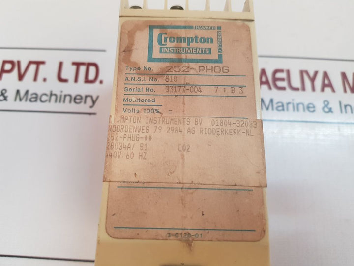 Crompton 252-phog Under Voltage Relay