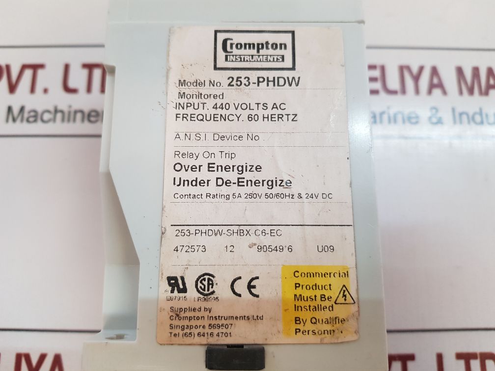 Crompton 253-phdw Protector Trip Relay 440 Volts