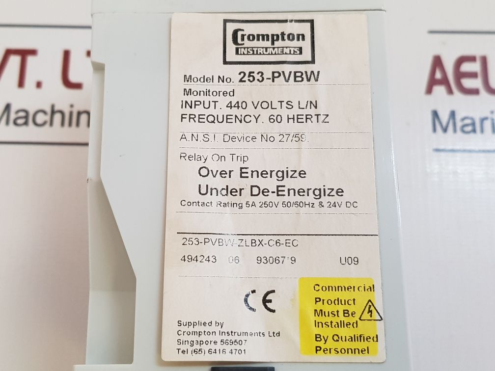 Crompton 253-pvbw Protector Relay On Trip