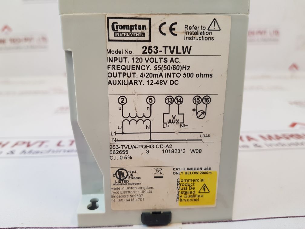 Crompton 253-tvlw Voltage Transducer 253-tvlw-pqhg-cd-a2