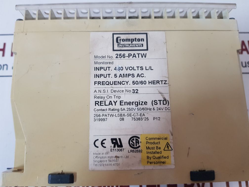 Crompton 256-patw Protector Relay 250V 50/60Hz