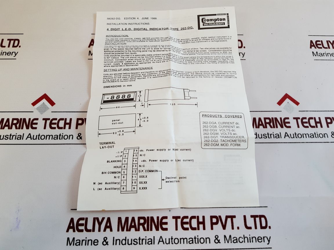 Crompton 262 Dgv Digital Indicator 262-dgvw-ka