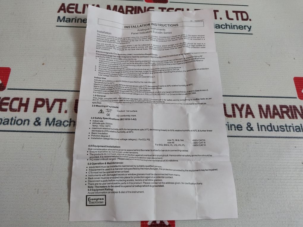 Crompton E242-75Ag-spec Din Standard Panel Meter 0/60A