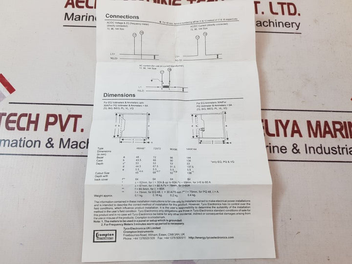 Crompton E244-025A-g-ls-nl-c6 Ammeter