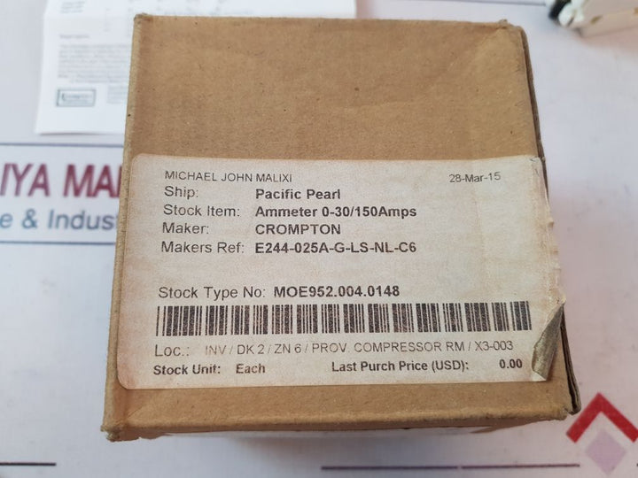 Crompton E244-025A-g-ls-nl-c6 Ammeter