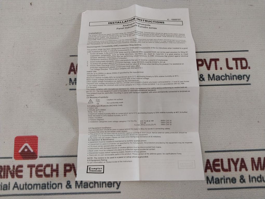 Crompton Instruments E243-02A-spec Din Standard Amphermeter
