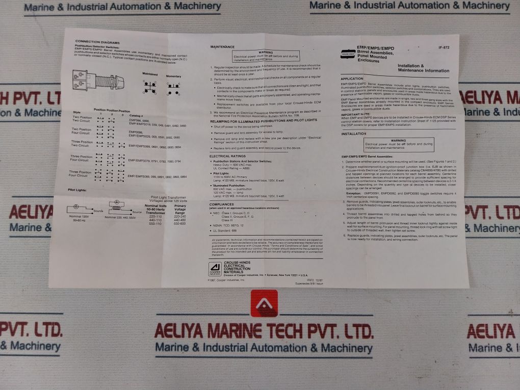 Crouse-hinds Emps029 Pushbutton