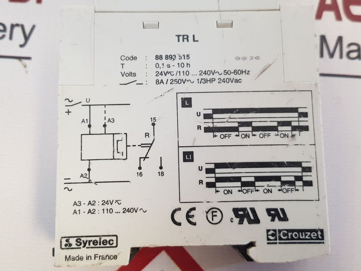Crouzet Syrelec 88 893 515 Time Delay Relay