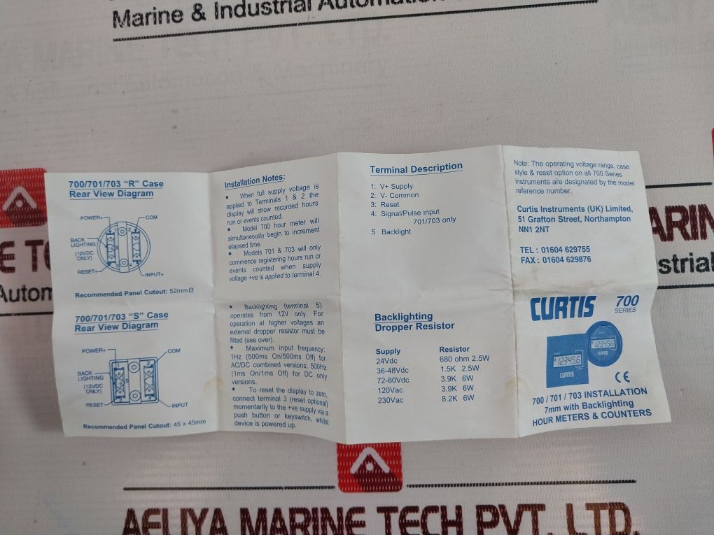Curtis 18400180 700 Series Digital Hour Meter 1-10 Hours