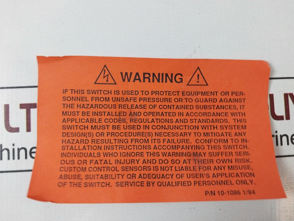 Custom Control Sensors 611G8005 Pressure Switch/Sensor 1000 Psig (69 Bar)