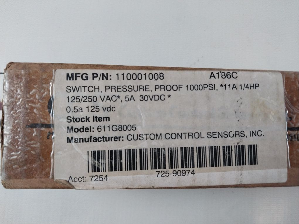Custom Control Sensors 611G8005 Pressure Switch/Sensor 1000 Psig (69 Bar)