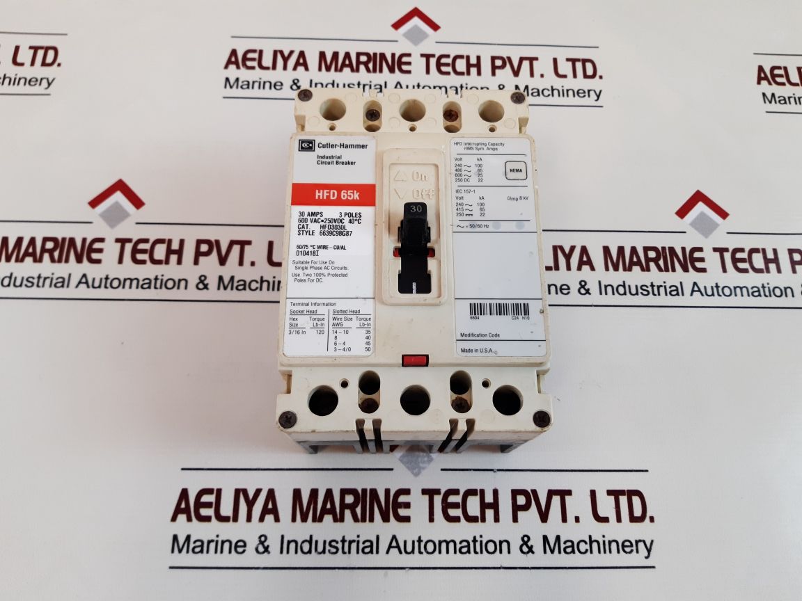 Cutler-hammer Hfd3030L Hfd 65K Circuit Breaker