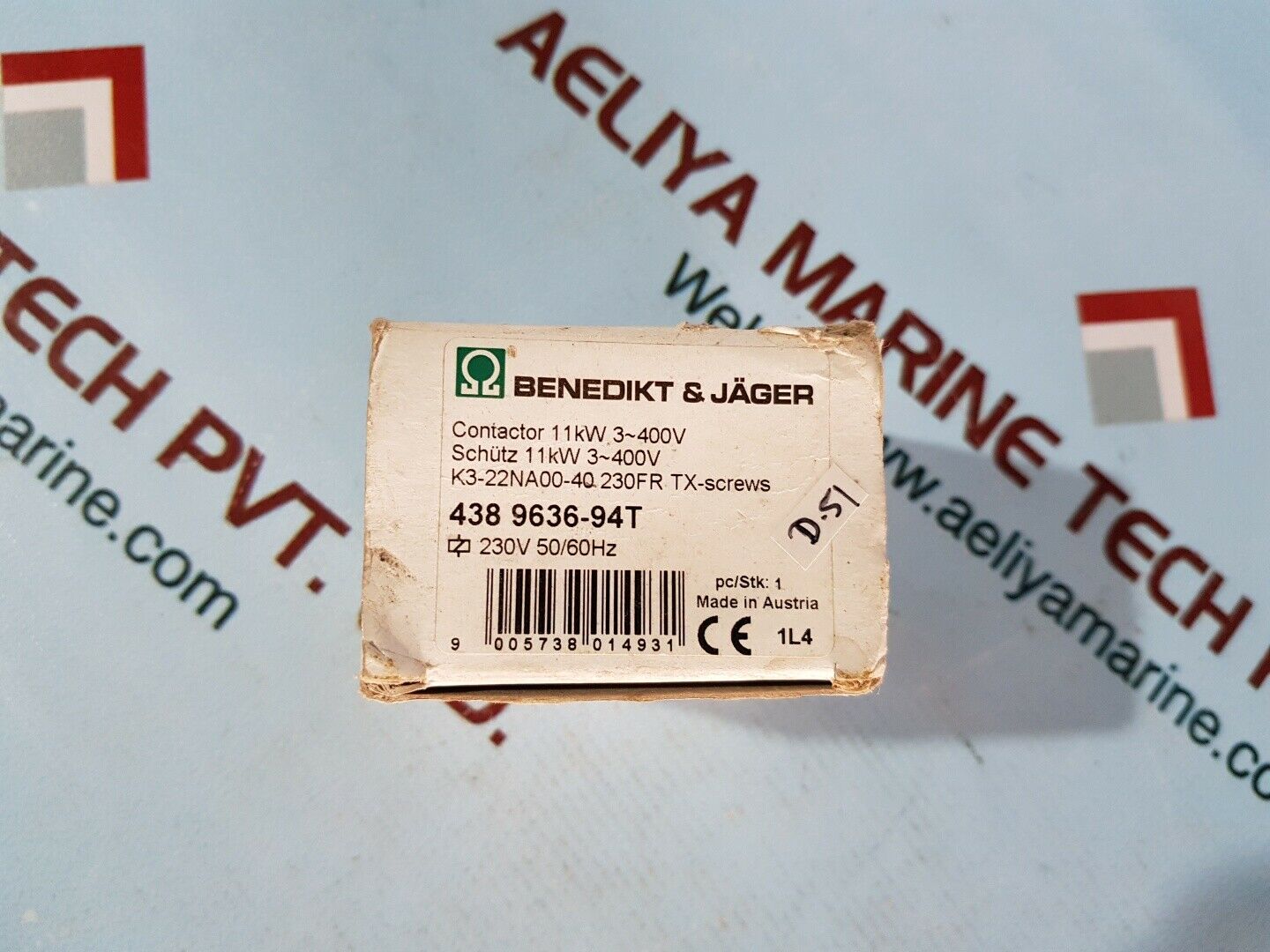 Benedikt & jager k3-22na00-40 contactor 11kw 3~400v