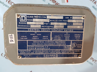 Square D class 9012 gar-24 ser.a pressure switch range 0-75
