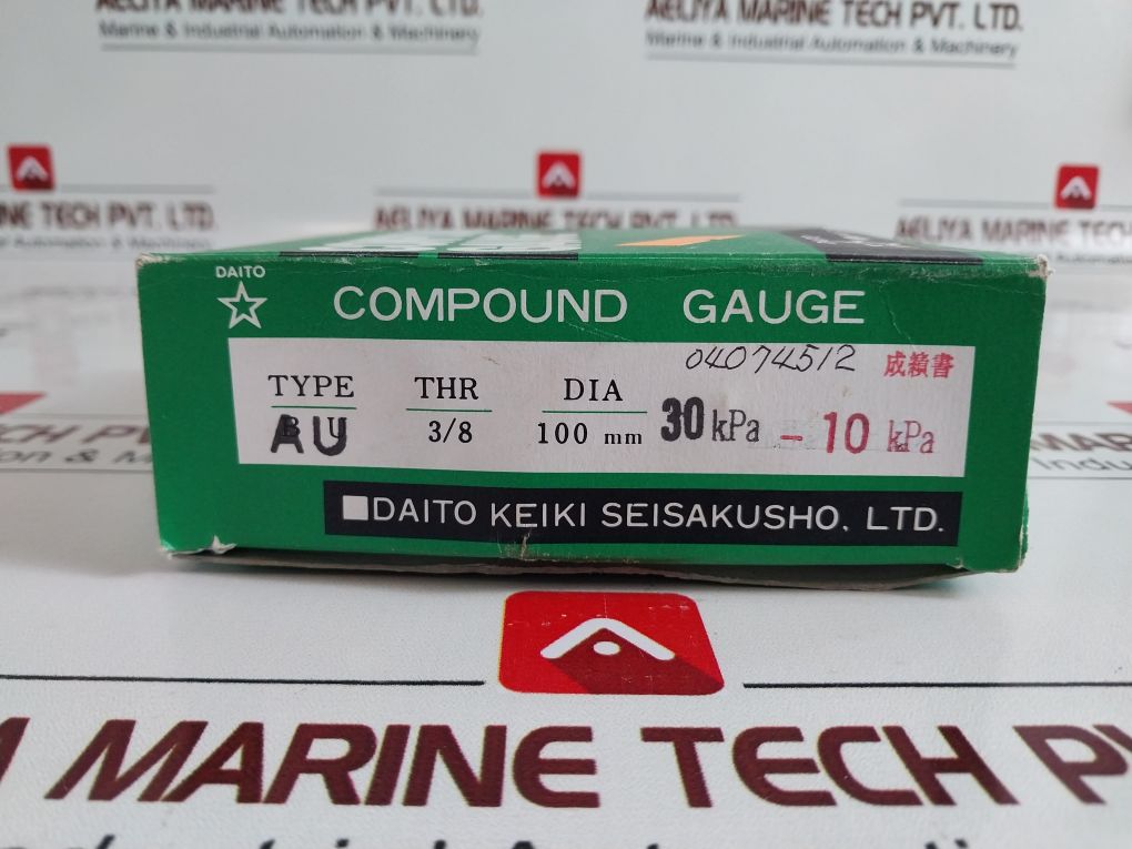 Daito Keiki Au Pressure Gauge 30 Kpa-10 Kpa