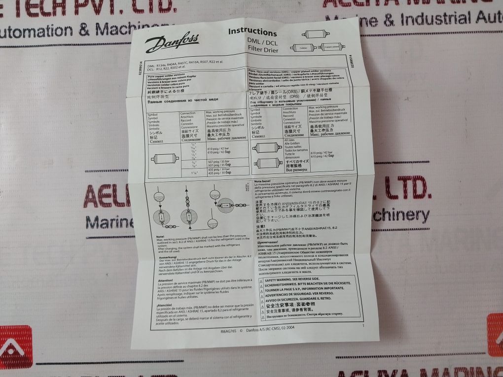 Danfoss 023U4037 Refrigerant Filter Drier -40 To +70°C