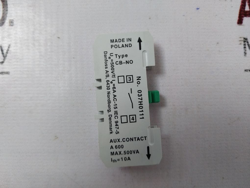 Danfoss Cb-no Auxiliary Contact Block 037H0111