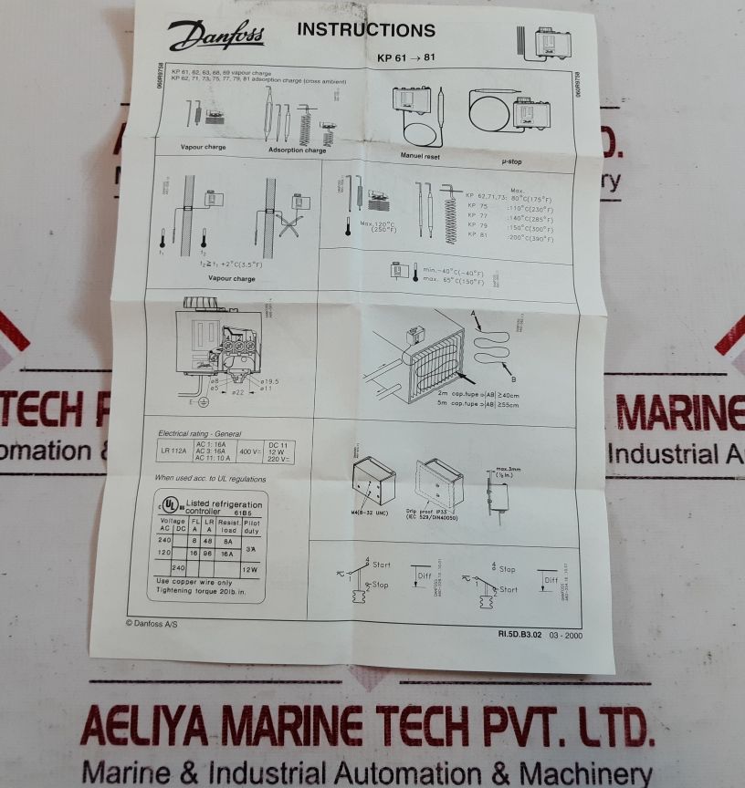 Danfoss 060L112566 Thermostat Kp81