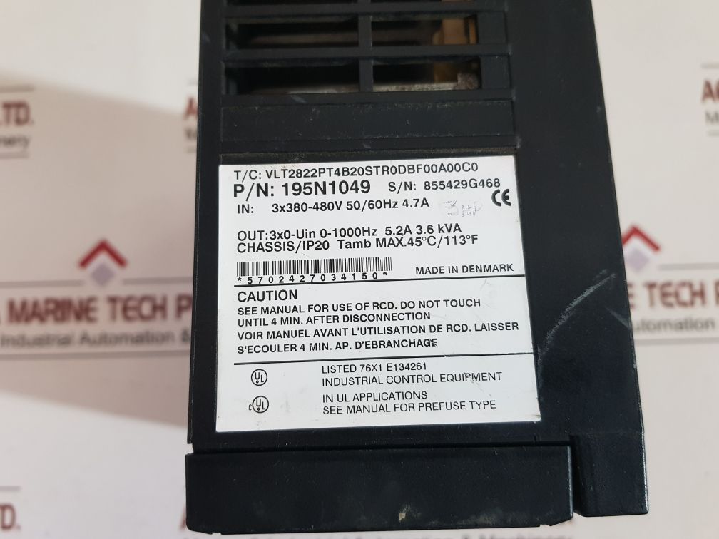 Danfoss Vlt 2800 Variable Speed Inverter Drive 195N1049