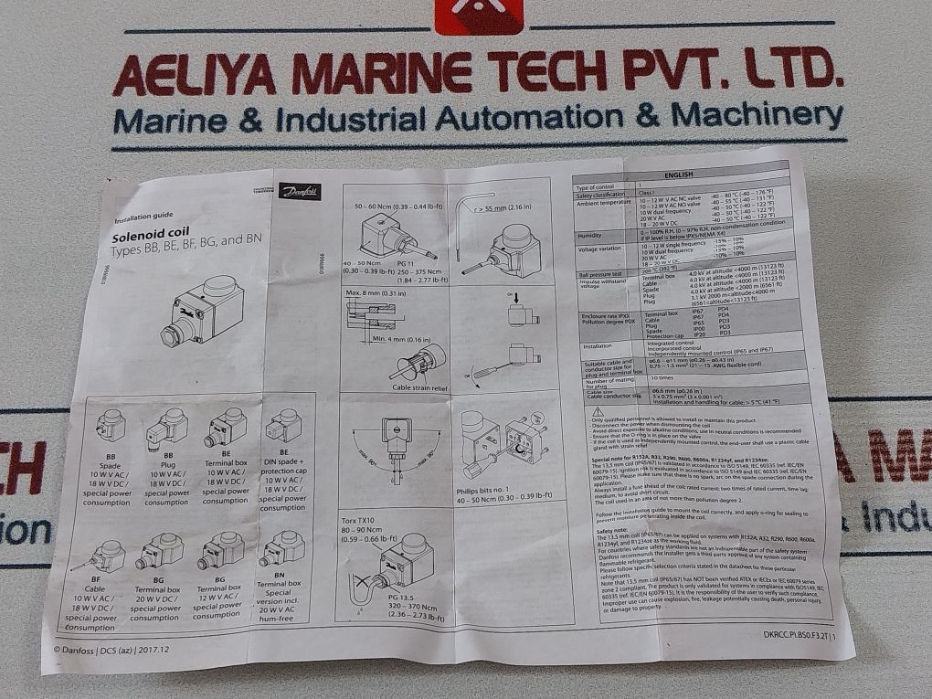 Danfoss Be024Bs Solenoid Coil 24V