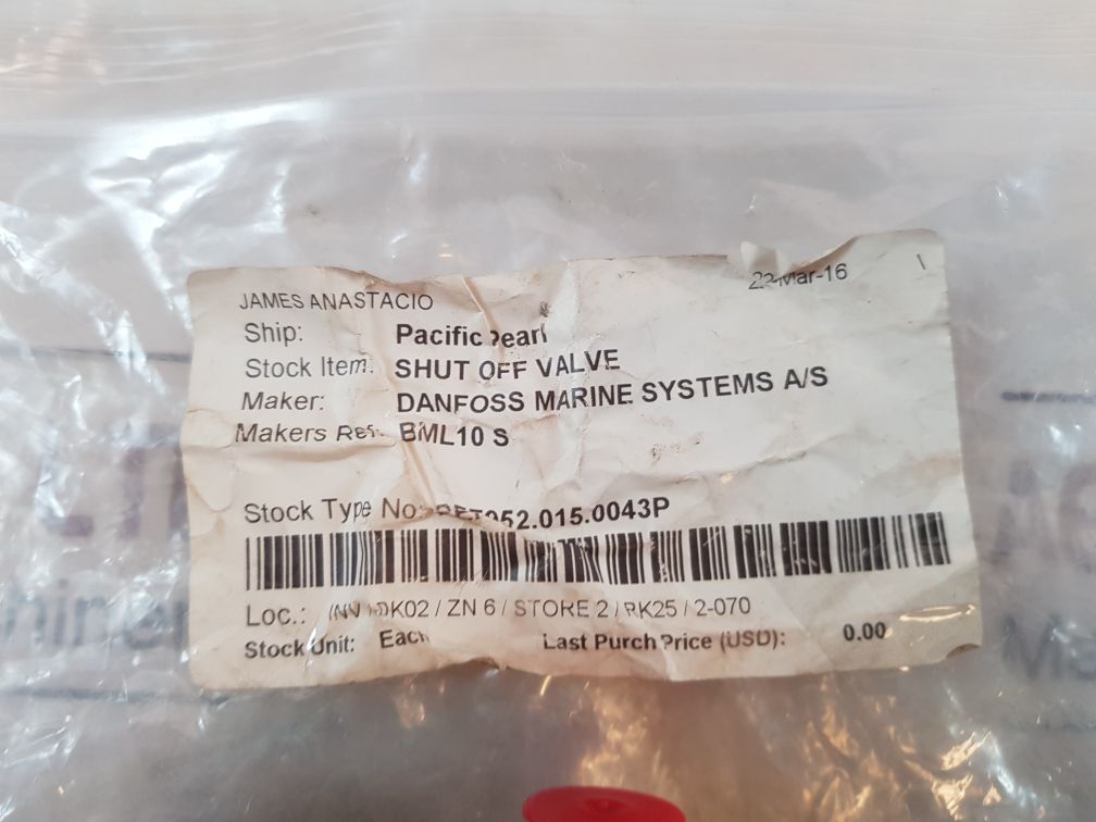 Danfoss Bml10S Shut Off Valve