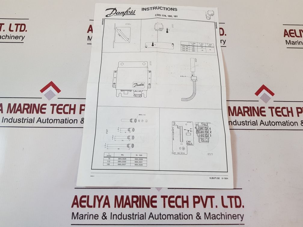 Danfoss cas178 temperature switch 060l3151