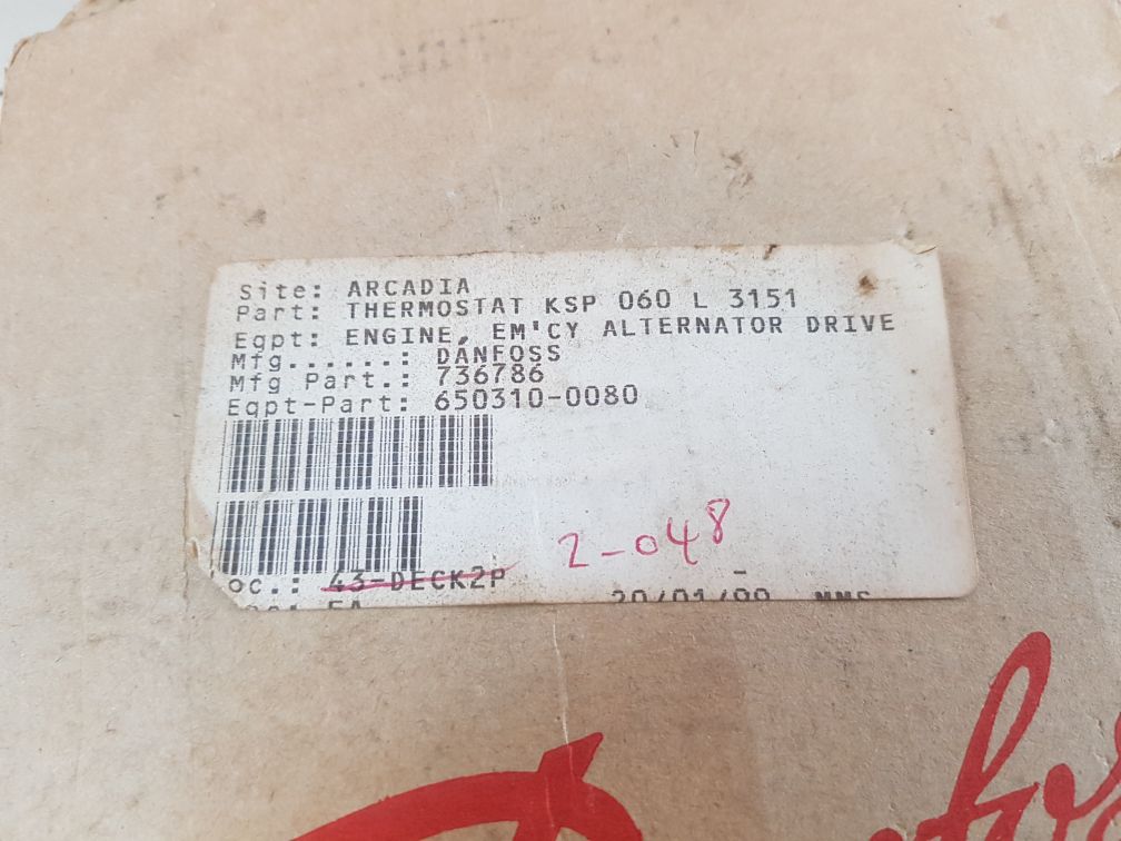 Danfoss cas178 temperature switch 060l3151