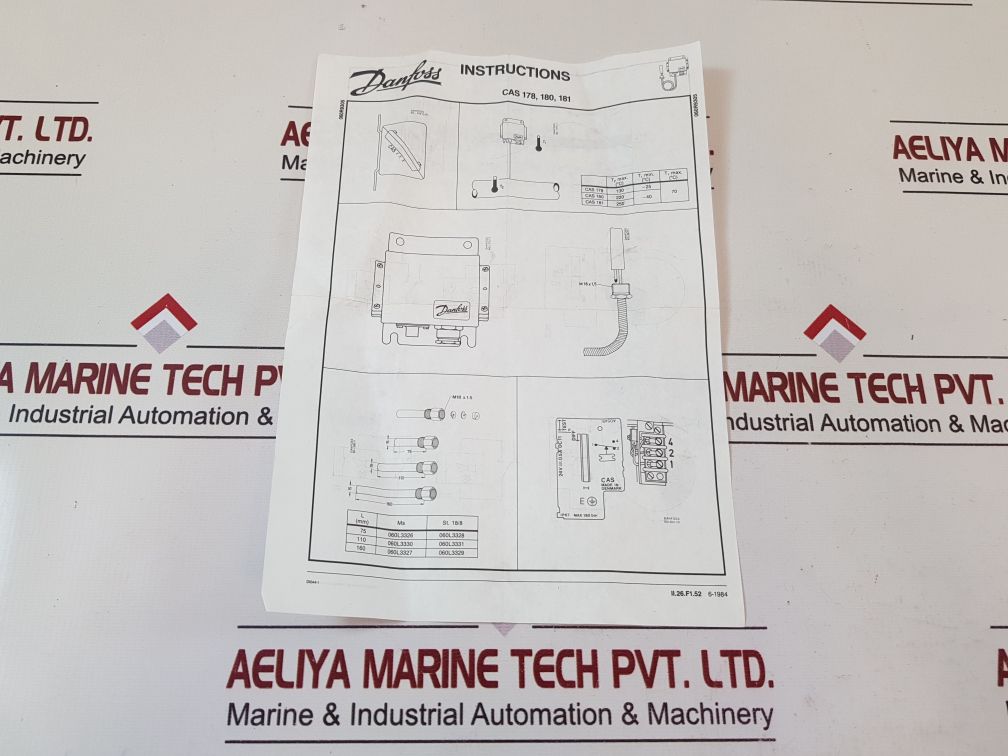 Danfoss cas 178 pressure switch with box