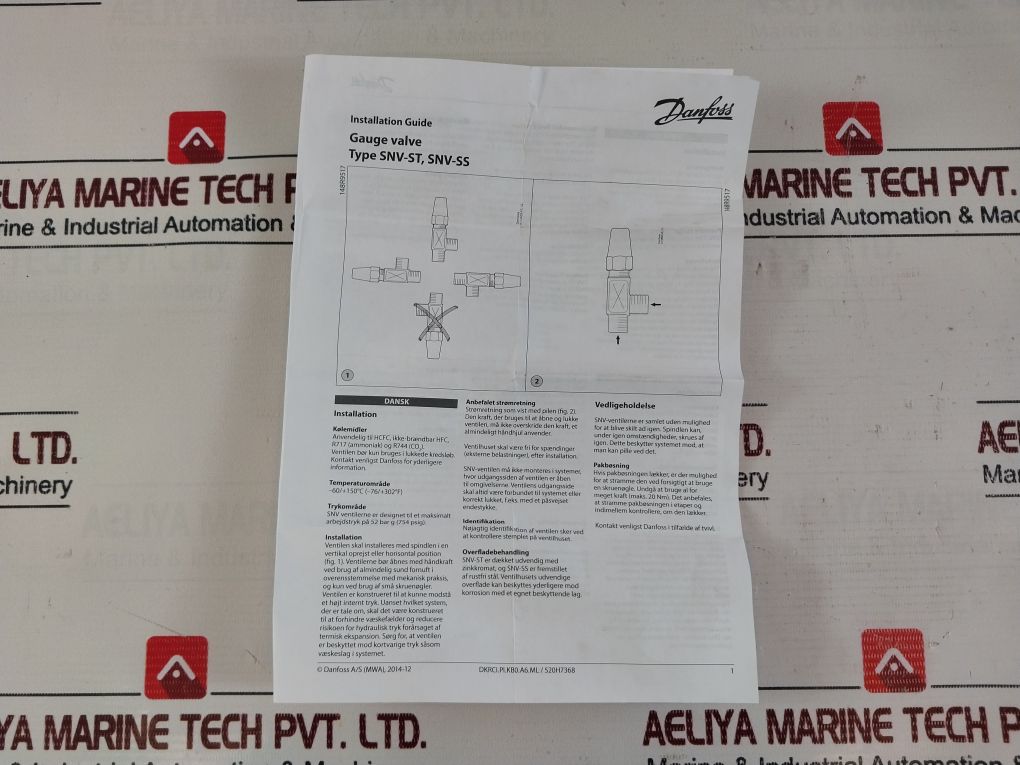 Danfoss Cd10-3/8Mpt Refrigeration Gauge Valve 3447.638