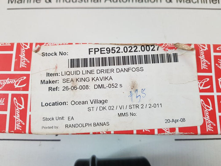 Danfoss Dml052S Liquid Line Filter Drier 023Z4559
