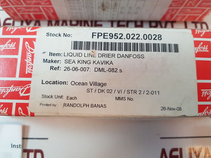 Danfoss Dml 082S Liquid Line Filter Drier 023Z4567