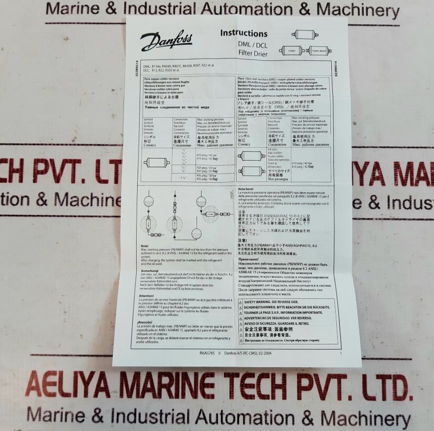 Danfoss Dml 303 Liquid Line Filter Drier 023Z0049
