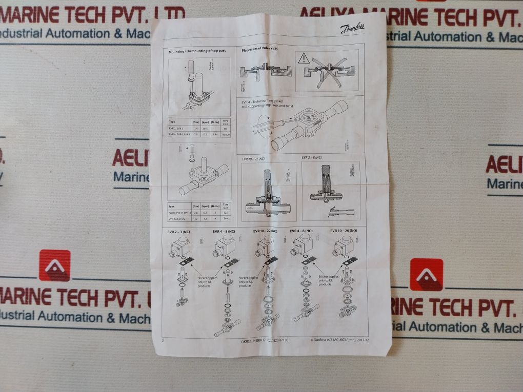 Danfoss Evr 20 018F6264 Solenoid Valve Nc/No Solder 032F1240 Valve P