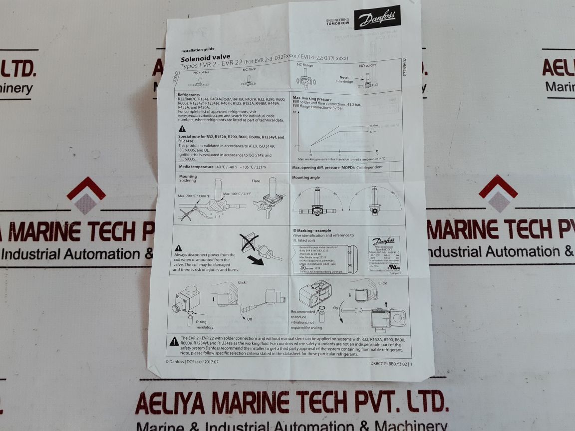 Danfoss evr 3 solenoid valve 032f8107