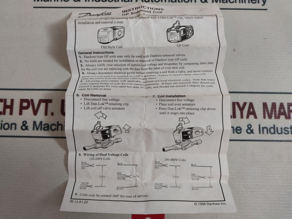 Danfoss Gp208-240J Solenoid Valve Coil 208/240V Ac 018Z7611