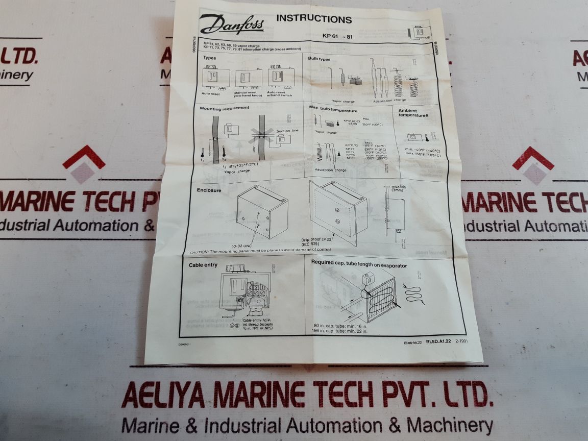 Danfoss Kp62 Temperature Control Switch 060L2015