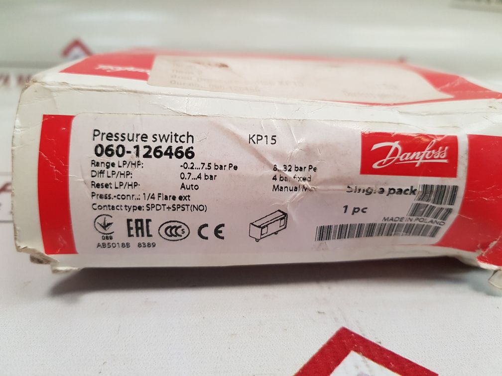 Danfoss Kp 15 Pressure Switch 060-126466