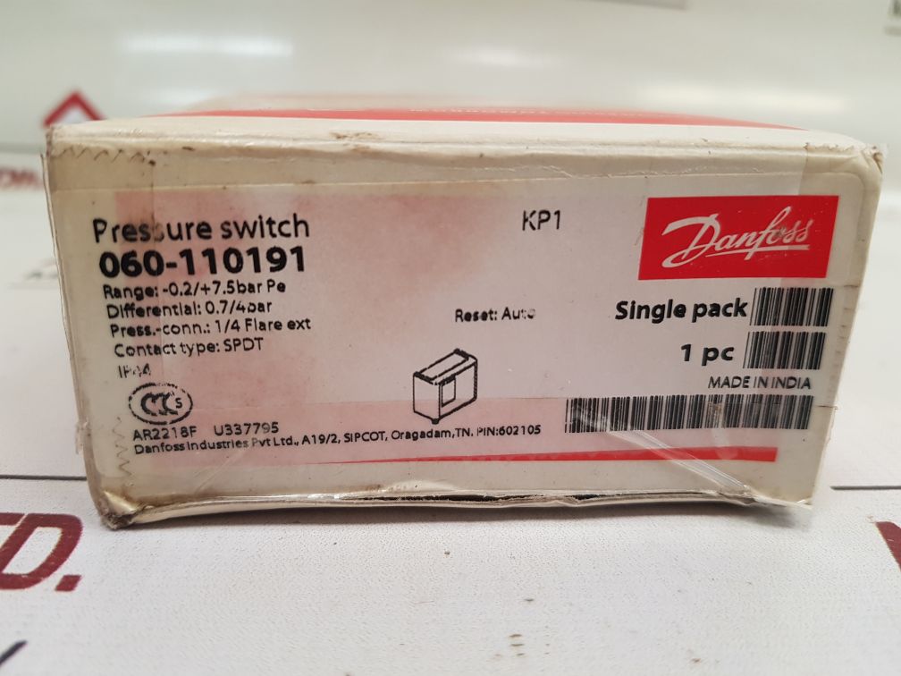 Danfoss Kp 1 Pressure Switch 060-110191