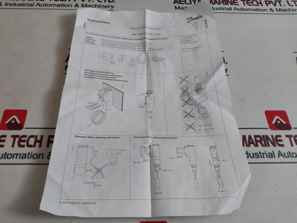 Danfoss Mbc 8100 Thermostat Temperature Control 220°C