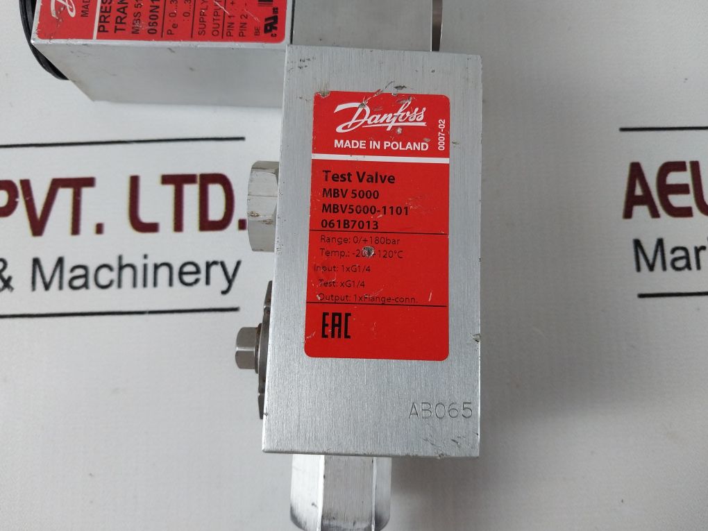Danfoss Mbs 5100 Pressure Transmitter Mbv5000-1101 Test Valve
