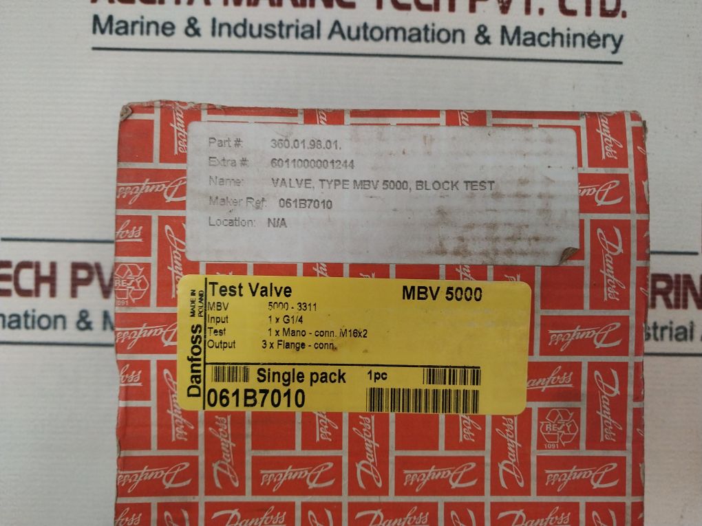 Danfoss Mbv 5000-3311 Test Valve 0-180 Bar
