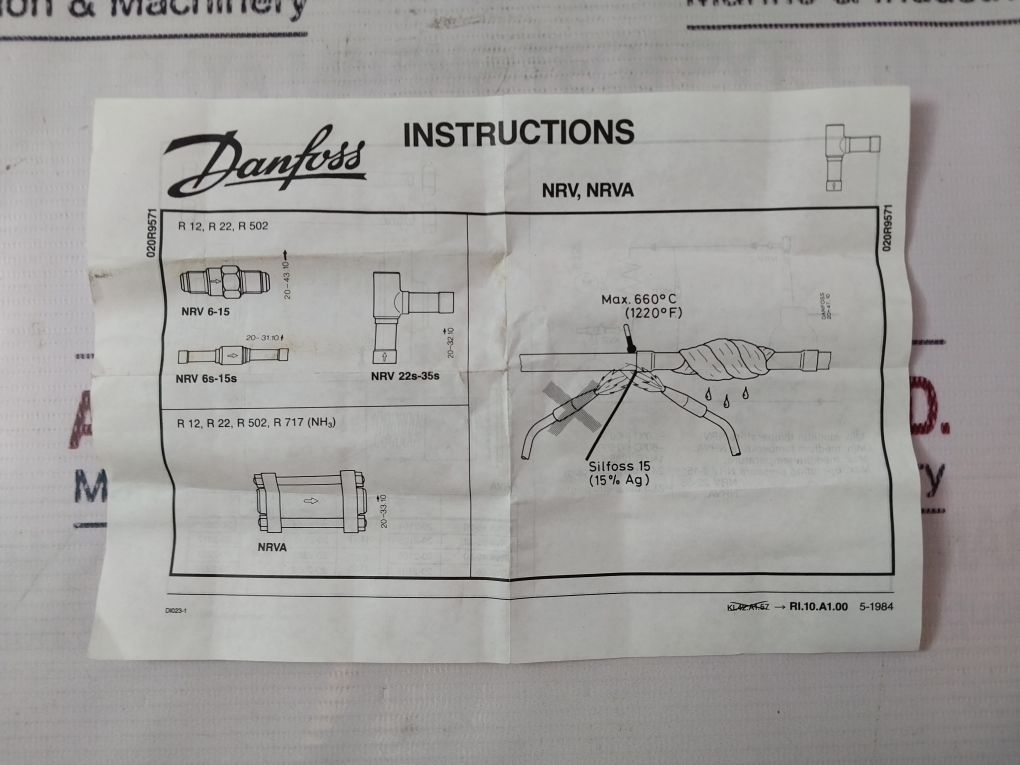 Danfoss Nrv 15S 020-101800 Check Valve