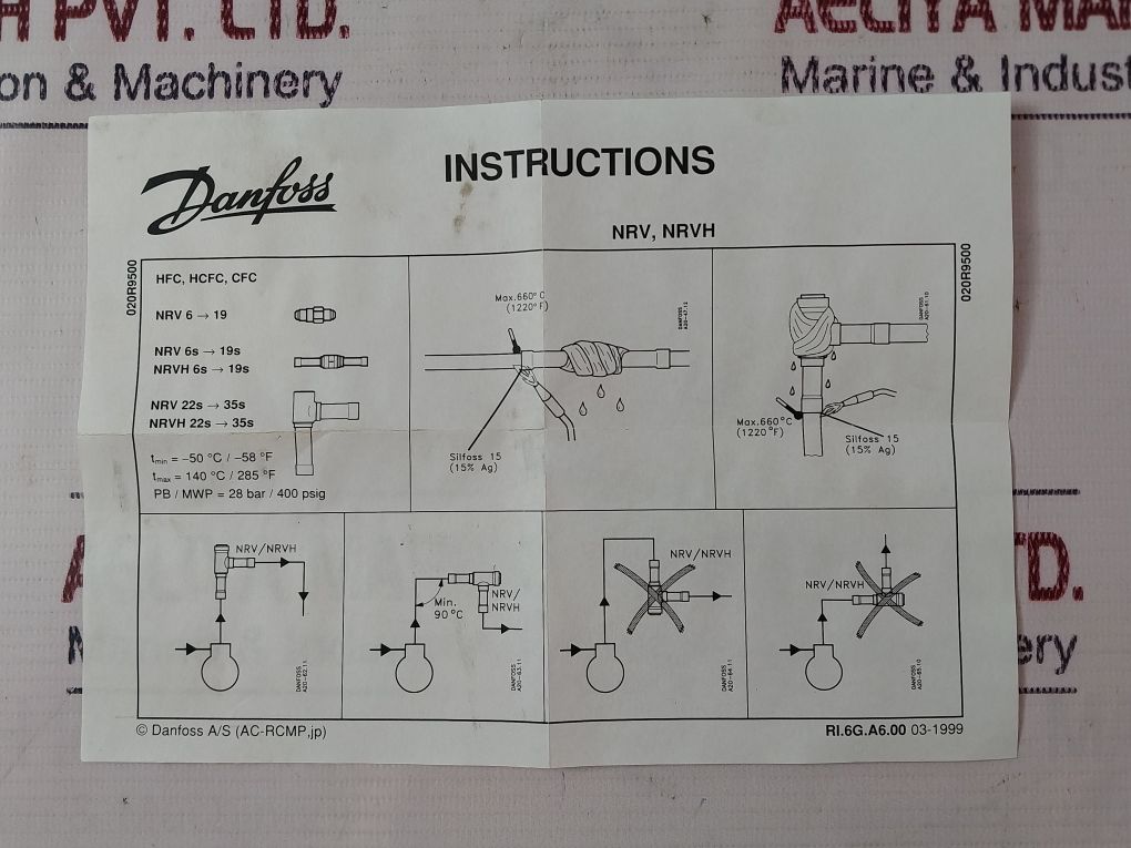 Danfoss Nrv28S Solder Angle Check Valve 020-102100