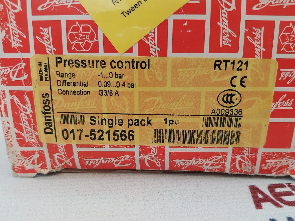 Danfoss Rt121 Pressure Control Switch 017-521566 0-100 Kpa